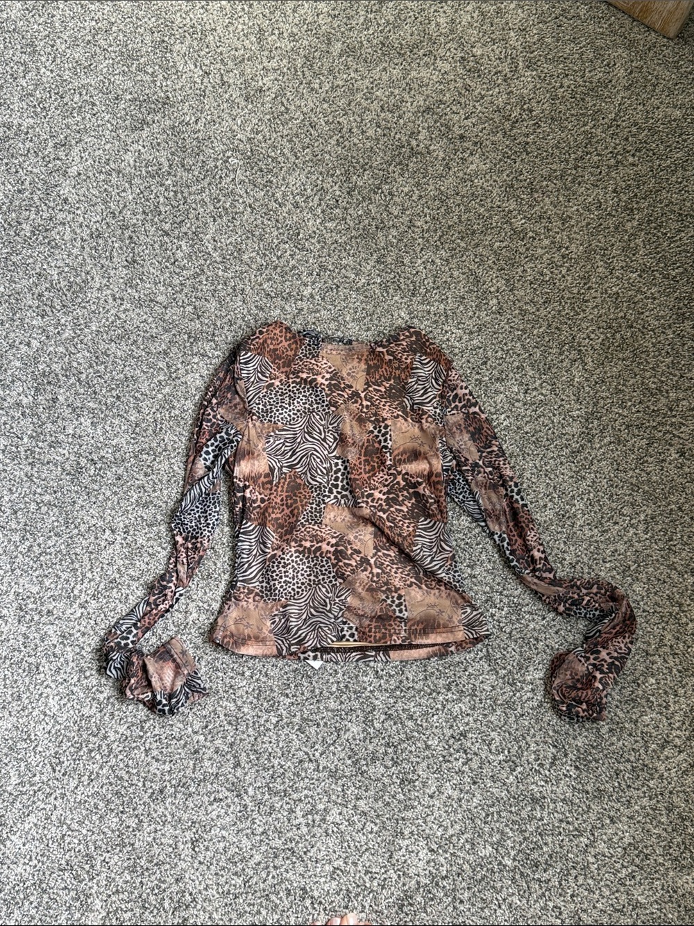 Princess Polly Mixed Animal Print Long Sleeve Top - Brown & Black